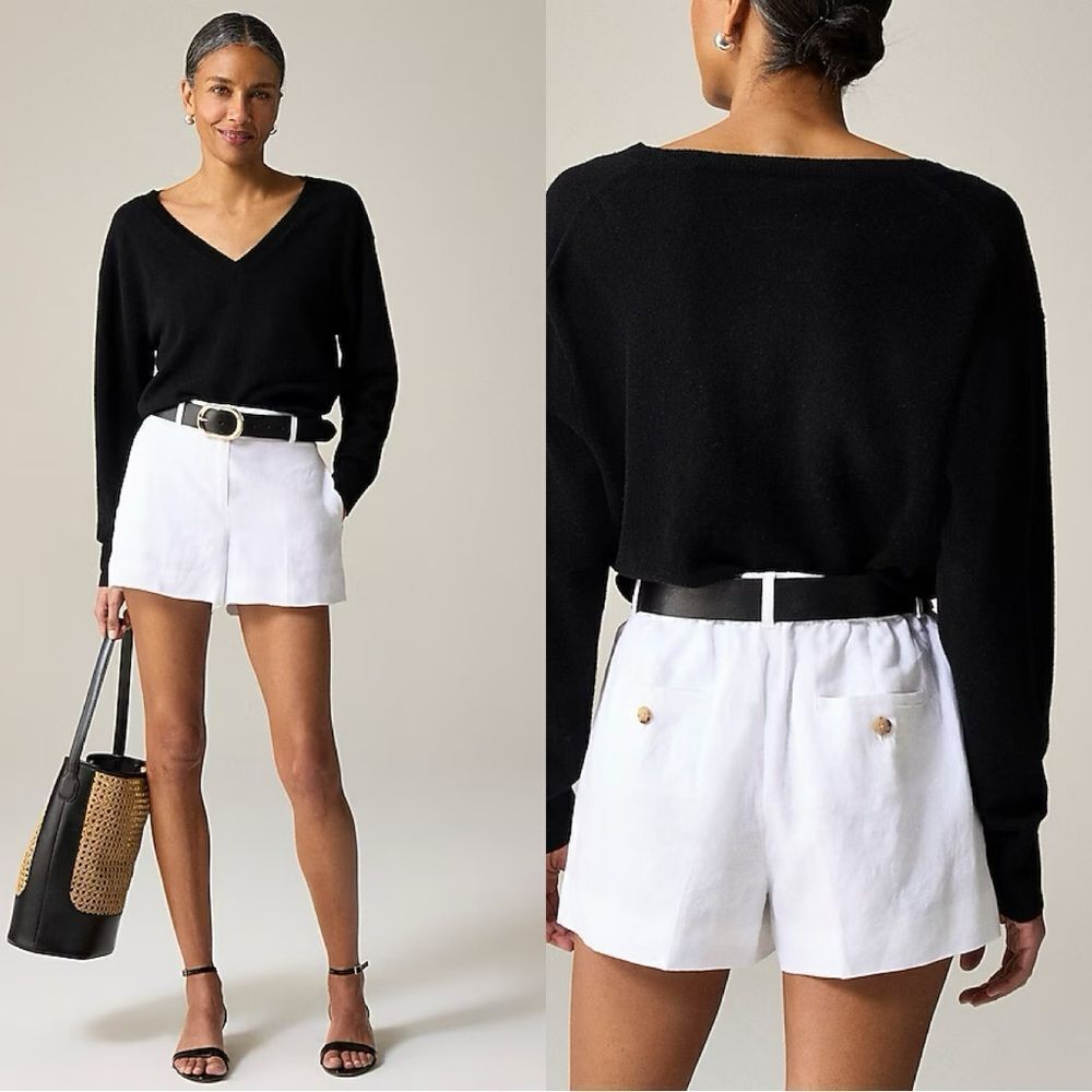 NWT J CREW 3" Harbor short in linen in white